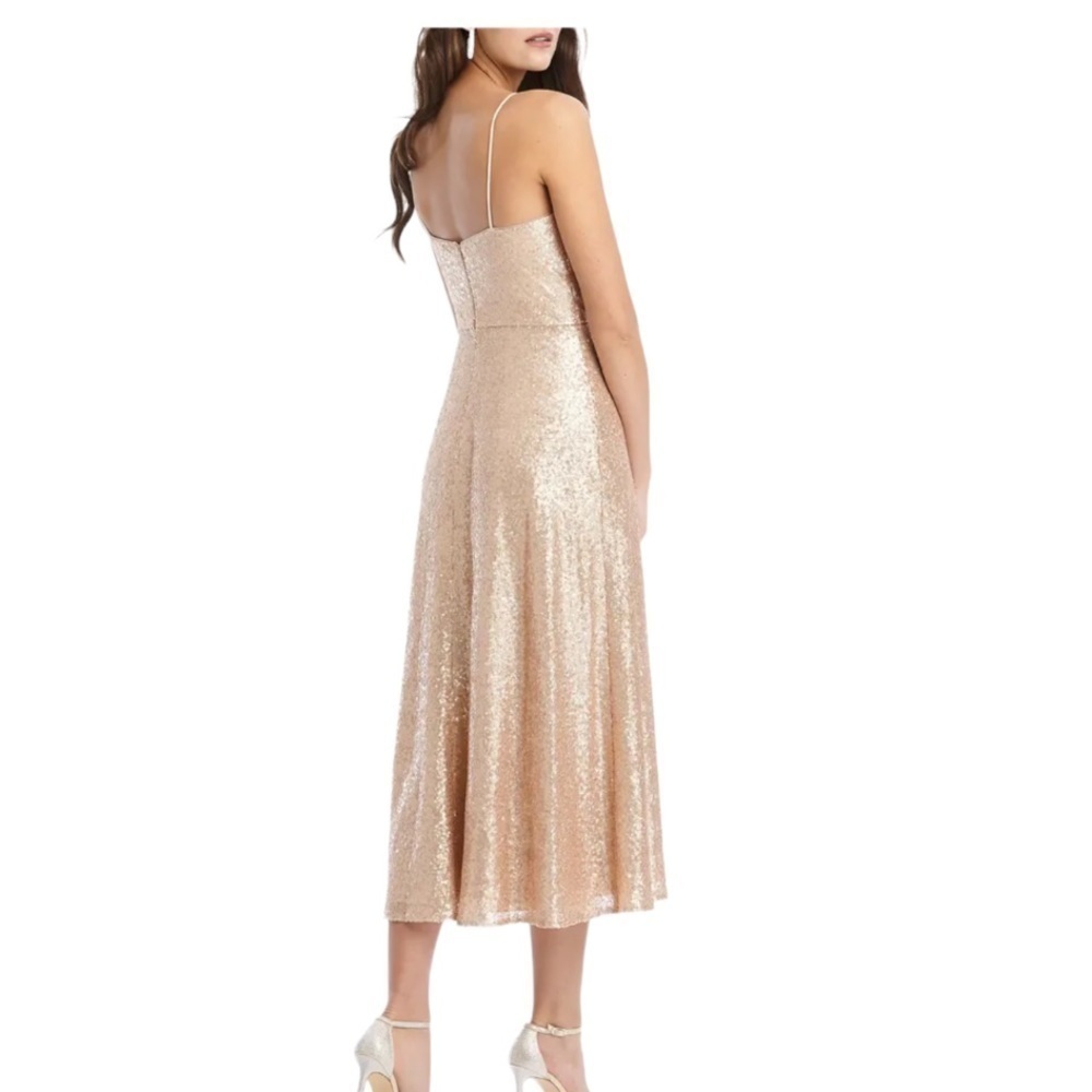 Dessy collection rose gold sequin bridesmaid dress size 10 - Picture 3 of 13